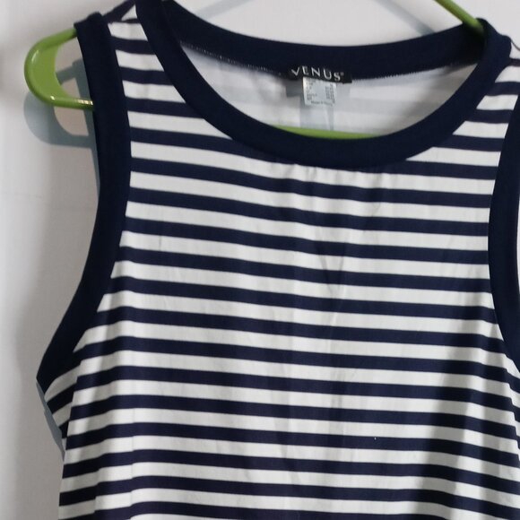 VENUS Women's Striped/Colorblock Tank Top Navy + White +Yellow Size Medium - Picture 4 of 8